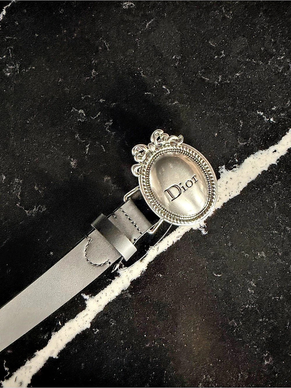 Dior Médaillon Belt Black & Silver Size 80